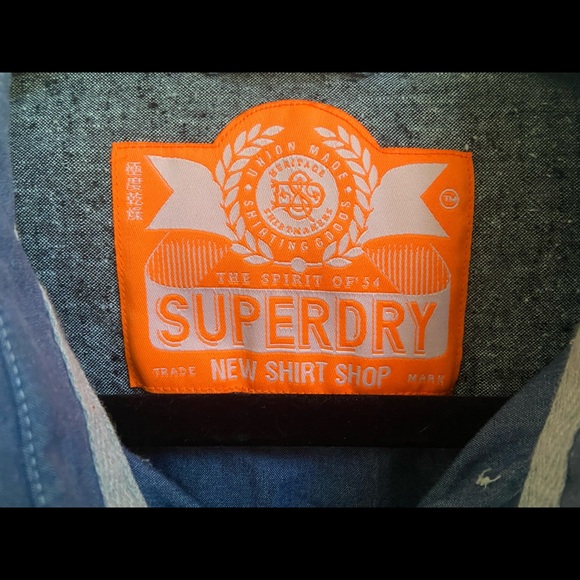 Superdry Button Down Chambray Long Sleeve Sz M - Picture 3 of 10